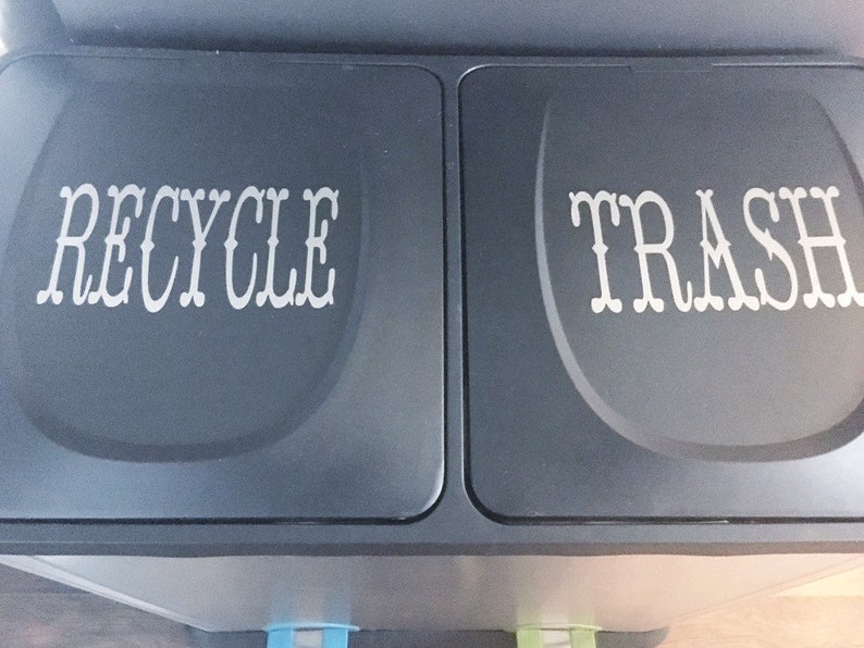 trash and recycle can labels trash decal kitchen labels etsy