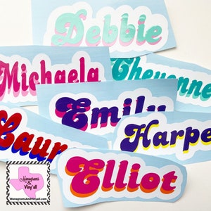 Custom Retro Name Decals - Personalized Vinyl Retro Decals - Retro Name Stickers - Personalized Vinyl Name Stickers - Retro Layered Decals
