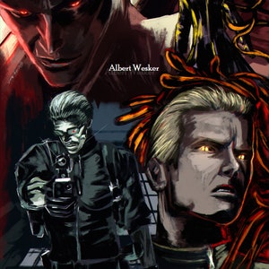 Lámina artística de Albert Wesker: villano icónico de Resident Evil 5 / Impresión de videojuegos de alta calidad