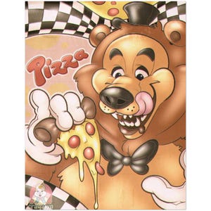 Freddy Fazbear Vintage Pizza Poster - Retro Five Nights at Freddy’s Art Print