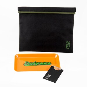 Stashpeace Smell Proof Bag Kit- Grinder/Shredder Card with Rolling Tray