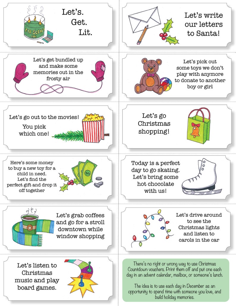 Advent Calendar Vouchers Advent Fillers Advent Ideas for Etsy