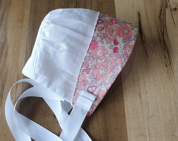 Liberty & Linen Baby Bonnet, With Fold Back Brim,