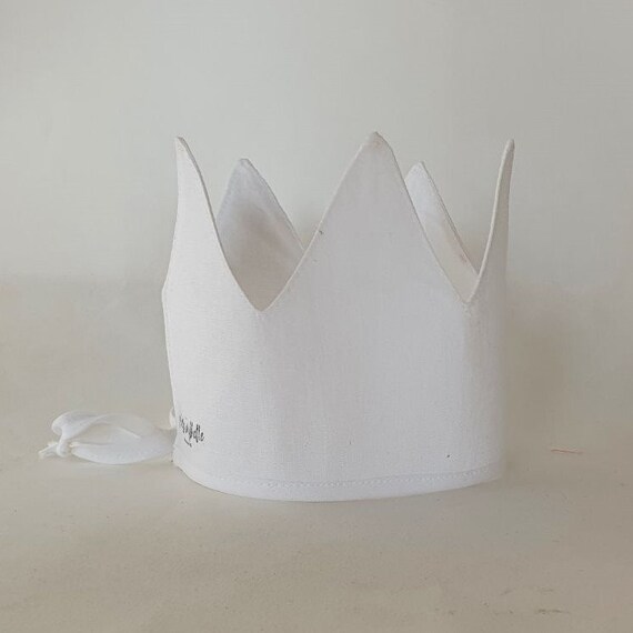 Linen Crown, Birthday, 1st Birthday, Photo Prop, White, Fabric Crown, Kids Crown, Size Tall