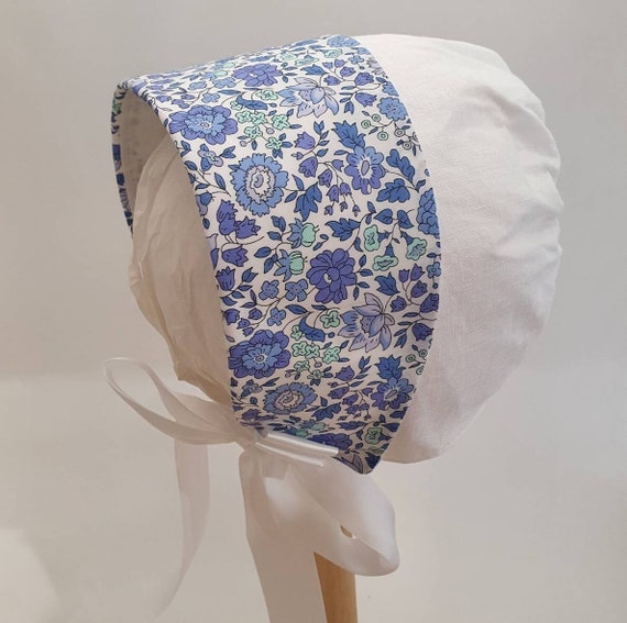 Liberty & Linen Baby Bonnet, With Fold Back Brim,