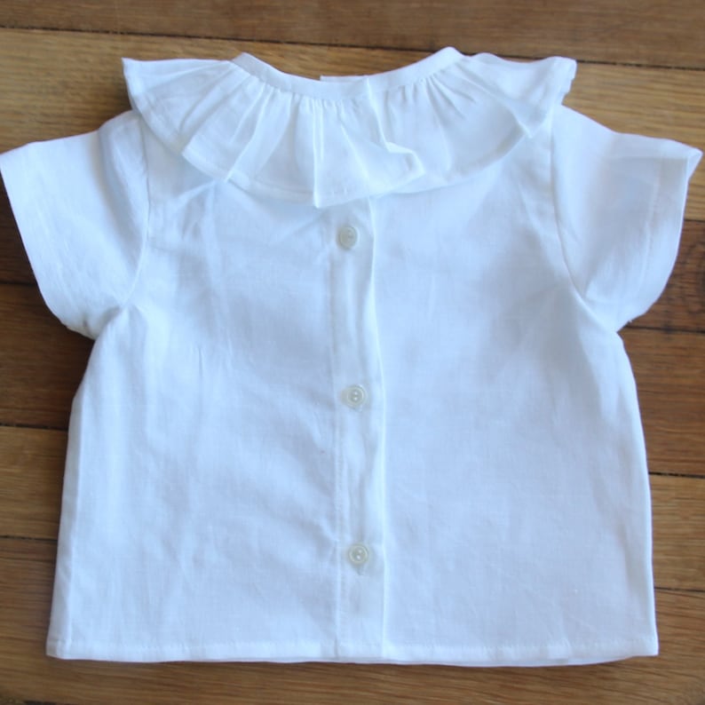Baby Boy Toddler Size 3m-3yrs Short Sleeve Shirt Baby Girl Made to Order Linen Wide Ruffle Shirt
