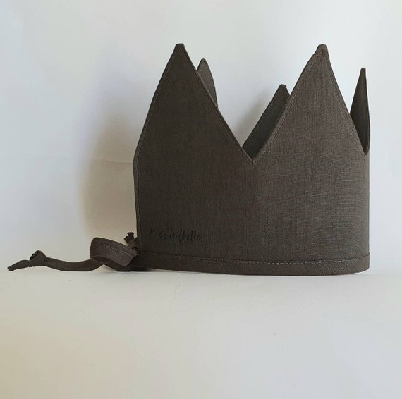 Deep Olive, Linen Crown, Birthday, 1st Birthday, Photo Prop, Fabric Crown, Kids Crown, Size Tall