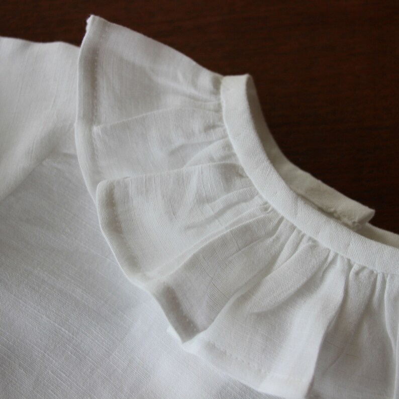 Baby Boy Toddler Size 3m-3yrs Short Sleeve Shirt Baby Girl Made to Order Linen Wide Ruffle Shirt
