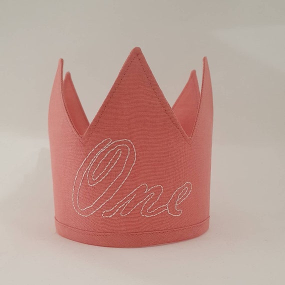 Personalised Linen Crown,1 st Birthday, Fabric Crown, Kids Crown, Size Tall