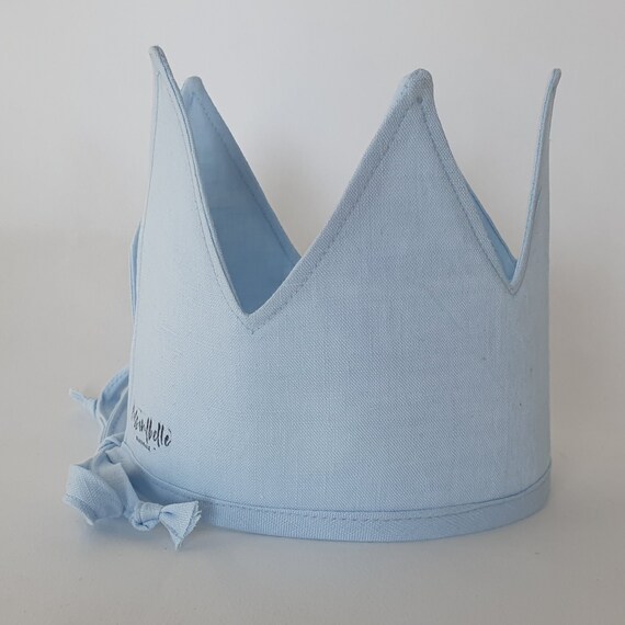 Pale Sky, Linen Crown, Birthday, 1st Birthday, Photo Prop, Fabric Crown, Kids Crown, Size Tall