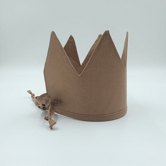 Ready to ship, Linen Crown, Birthday, 1st Birthday, Photo Prop, Caramel, Fabric Crown, Kids Crown, Size Tall