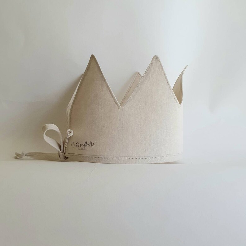 Bone Size Tall 1st Birthday Kids Crown Linen Crown Photo Prop Fabric Crown Birthday