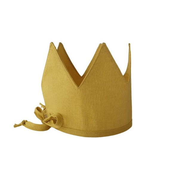 Ready to ship, Linen Crown, Birthday, 1st Birthday, Photo Prop, Buttercup Yellow, Fabric Crown, Kids Crown, Size Tall