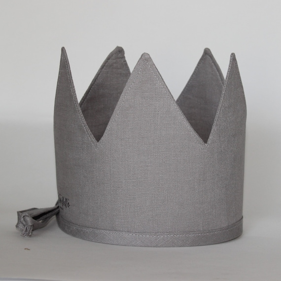 Silver Grey, Linen Crown, Birthday, 1st Birthday, Photo Prop,  Fabric Crown, Kids Crown, Size Tall, Ready to Ship