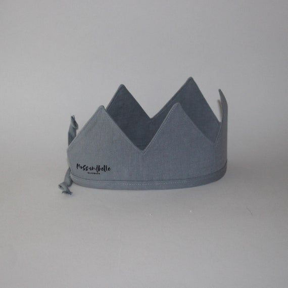 Linen Crown, Birthday, 1st Birthday, Photo Prop, Duck Egg Blue, Fabric Crown, Kids Crown, Size Short