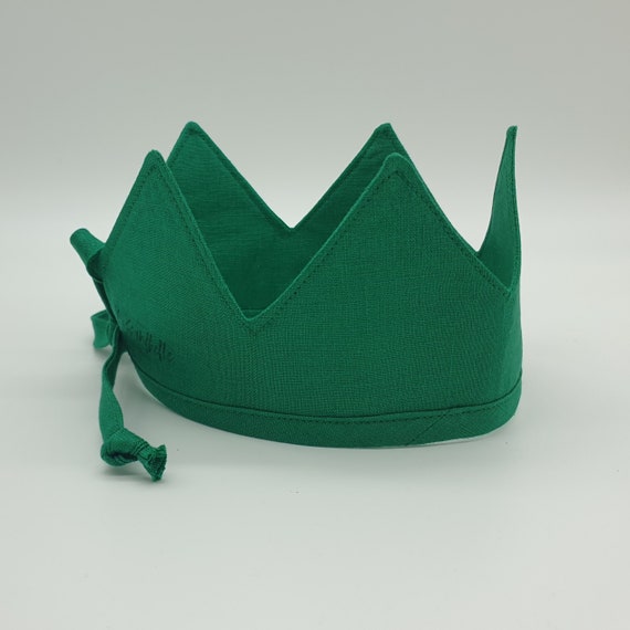 Emerald, Ready to ship Linen Crown, Birthday, 1st Birthday, Photo Prop, Fabric Crown, Kids Crown, Size Short