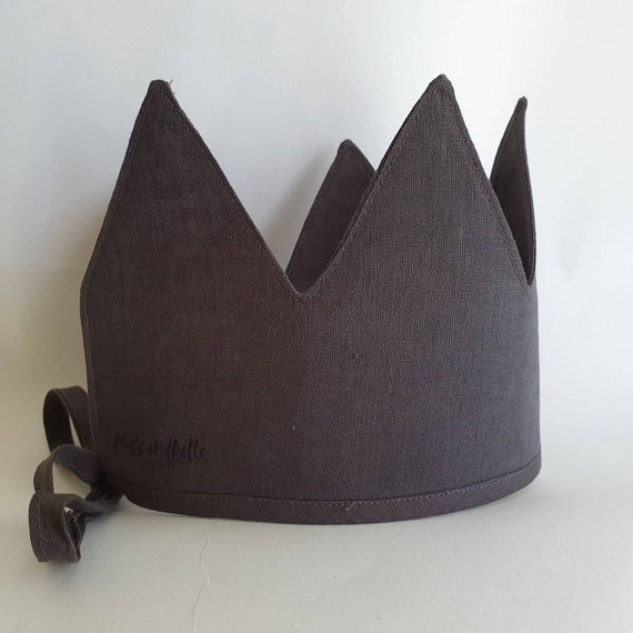 Gravel, Linen Crown, Birthday, 1st Birthday, Photo Prop, Fabric Crown, Kids Crown, Size Tall