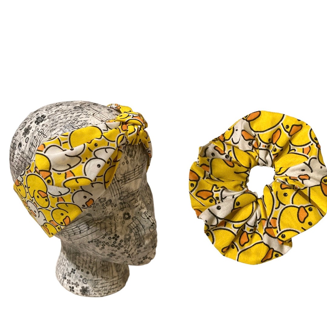 Rubber Duck Headband and Scrunchie Bright Self Tie Headband Etsy