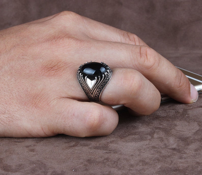 Jewelry Multistone Rings Hand Made Pure 925 Silver Sterling Men Ring With Black Onyx Stone Weight 12 Gr N To Z Uk Sizes Recommend Retail Price 30 Pound