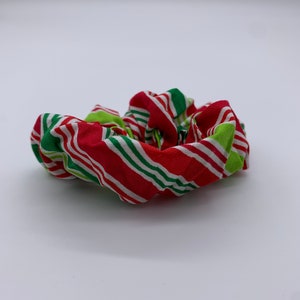 Christmas Stripes Scrunchie - Christmas Scrunchies - Candy Cane Scrunchie