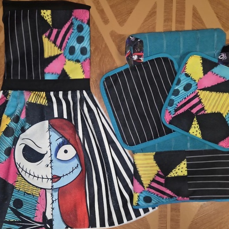 Juego de paños de cocina personalizados de Pesadilla antes de Navidad imagen 2