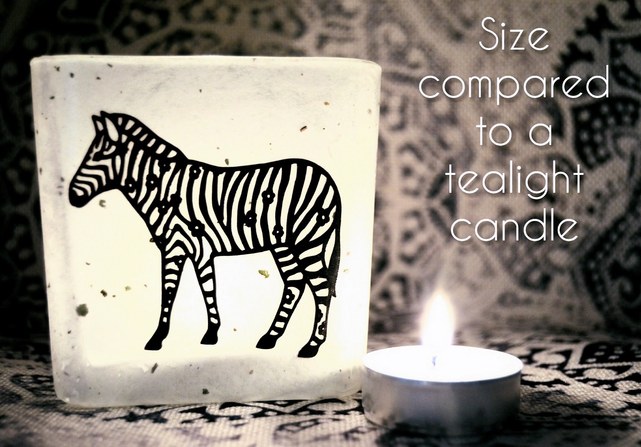 Zebra Glass Candle Holder Free Scented Tealight Candles Gifts With