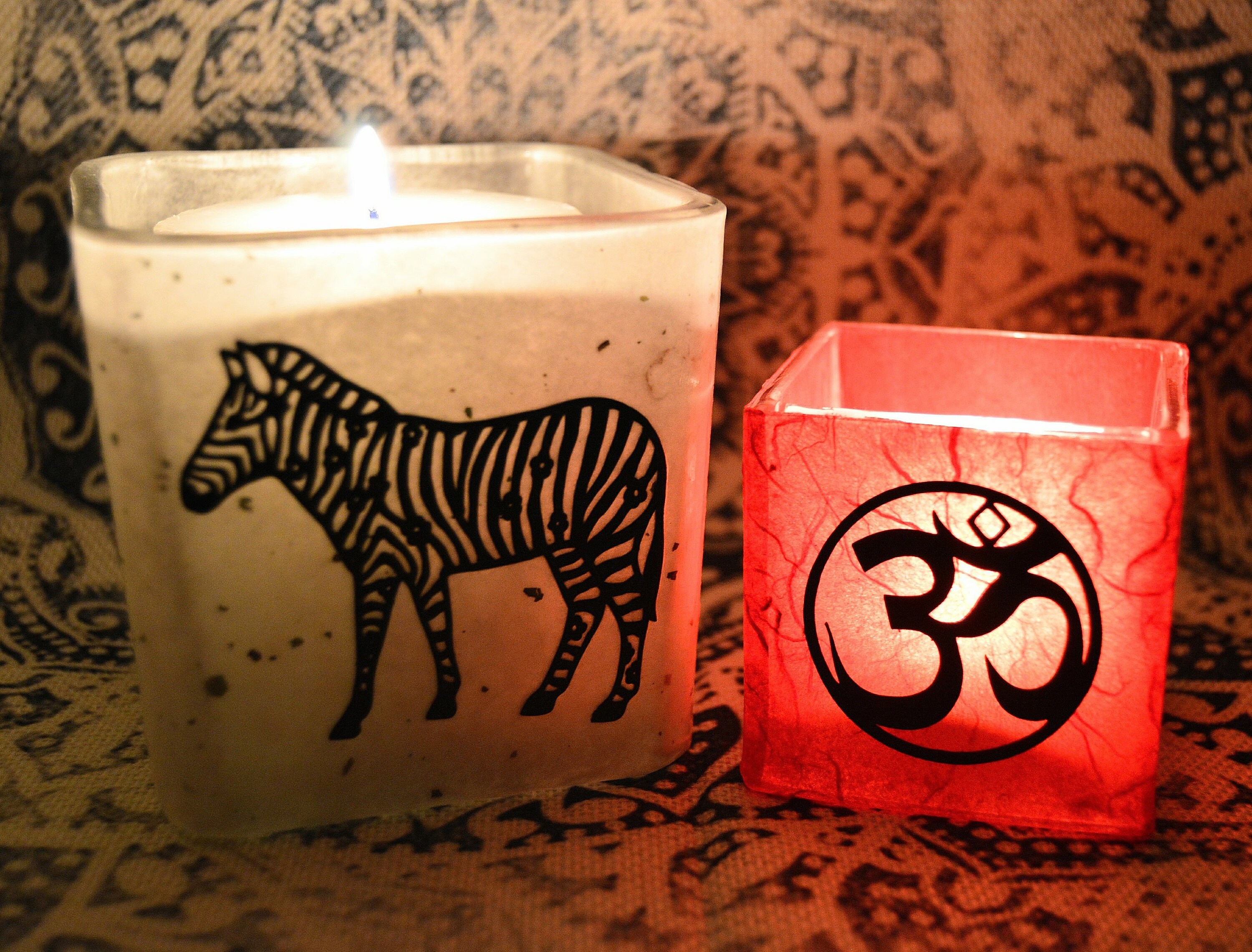 Zebra Glass Candle Holder Free Scented Tealight Candles Gifts With