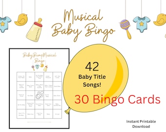 Baby Shower Musical Bingo, Baby Sip and See Game, Baby Shower Game, Musical Bingo, Musical Baby Bingo, Printable Shower Game, Sip and See