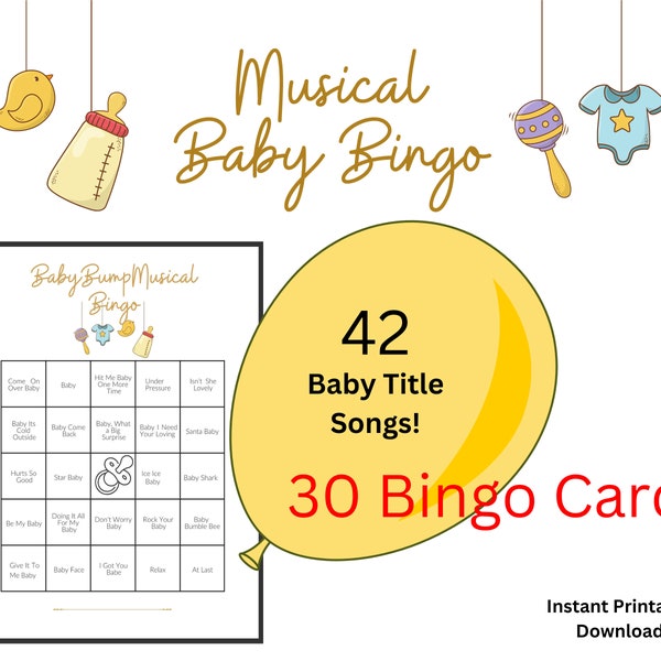 Baby Shower Musical Bingo, Baby Sip and See Game, Baby Shower Game, Musical Bingo, Musical Baby Bingo, Printable Shower Game, Sip and See