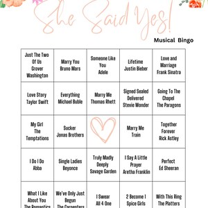 Muzyczne Bingo na Wieczór Ślubny, Muzyczne Bingo na Wieczór Ślubny do Wydruku, Gra na Wieczór Ślubny, Gra na Wieczór Ślubny, Gra na Zaręczyny, zdjęcie 2