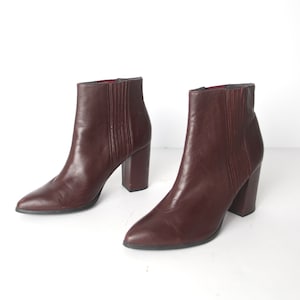 vintage jaren 90 rood leren chelsea platform hak stijl dames maat 9 Amerikaanse dames 90s laarzen laarsjes