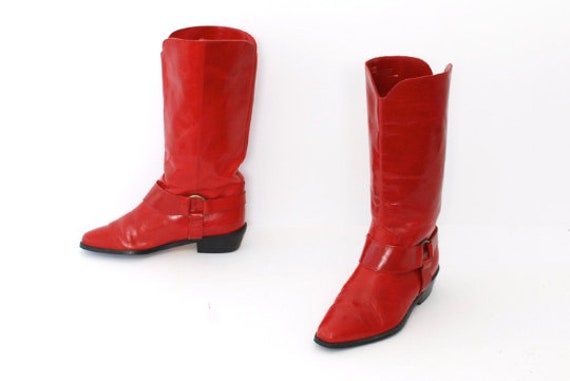vintage women's 1980s red COWBOY BOOTS -- women's