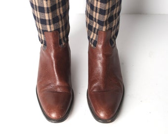 Vintage Women s Riding Boots Caramel Brown Plaid Tall Women s Vintage 1980s 90s Boots Size 7