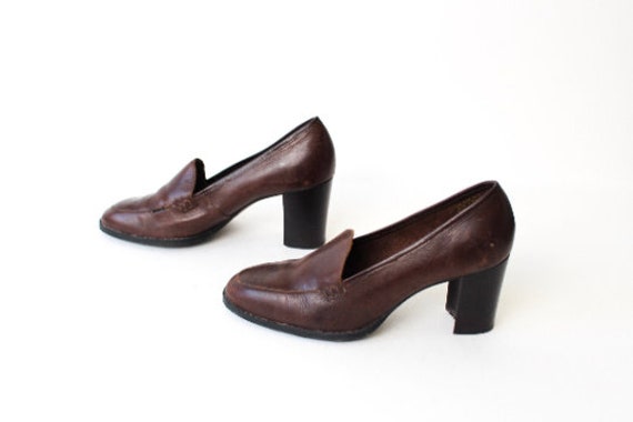 vintage PLATFORM daria brown leather women's 1990… - image 1