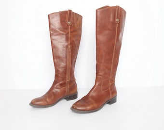 vintage hautes bottes d'équitation en cuir marron caramel des années 1990 style genou hautes bottes d'équitation marron--Taille américaine 6 M pour femmes - livraison gratuite Etats-Unis