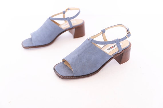 women's size 6.5 PLATFORM blue gray leather 1990s
