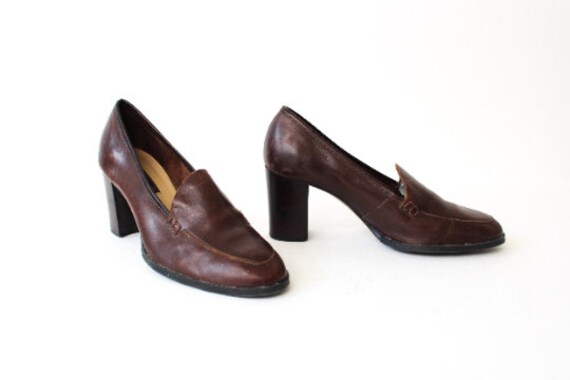 vintage PLATFORM daria brown leather women's 1990… - image 2