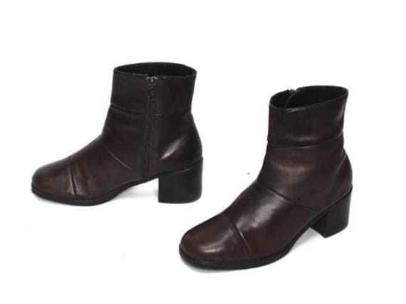 vintage SQUARE toe chelsea 1990s brown leather boo