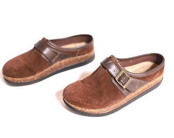 vintage PLATFORM mary jane LOAFERS brown leather platform slides SHOES women's U.S. size 6.5 vintage