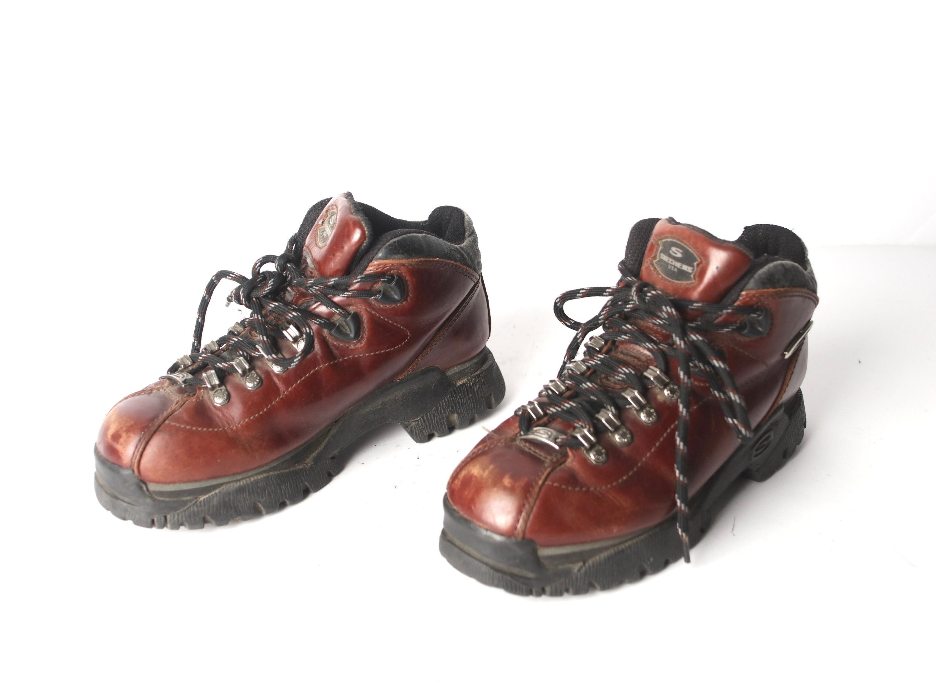 Vintage 1990s Y2k Women's BROWN Leather Lace up Boots Vintage 1990s Y2k Women's BROWN Leather Lace up Boots
