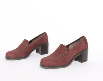 Chaussures vintage mary jane marron clair des années 90 à bout carré épais pour femmes - taille 5,5 pour femmes