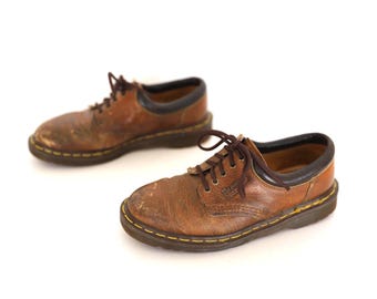 Vintage DOC MARTEN bruine leren laarzen y2k vintage Dr. Marten-schoenen met veters STOMPERS --- damesmaat 7