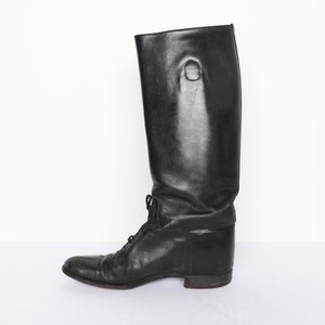 Vintage BLACK Tall RIDING Boots Black Leather Mid-century - Etsy