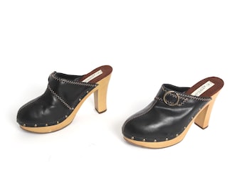 vintage platform square toe chunky SKECHERS sandals mules size 8.5 womens chunky PLATFORM slides -- women's size 8.5