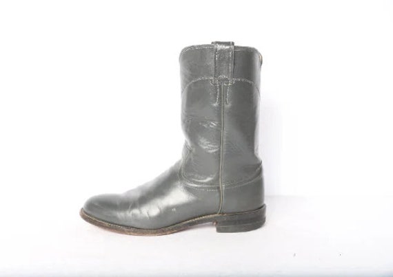 vintage JUSTIN brand COWBOY boots GREY women's si… - image 2