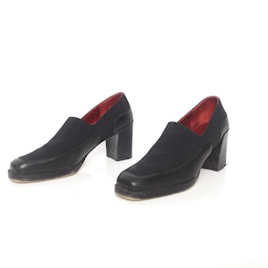 vintage 90s y2k BLACK leather SQUARE toe MULES y2k leather Mary Jane&#39;s  -- women&#39;s U.S. size 9