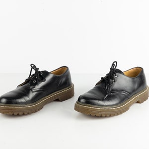 vintage women's BLACK SKECHERS leather Dr. Martens style platform shoes size 8 GRUNGE shoes -- womens size 8