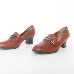 vintage brown BUCKLE women&#39;s MARY JANE&#39;S heeled vintage women&#39;s oxford platforms -- U.S. Size 8 women&#39;s mary janes - Free Shipping U.S.A