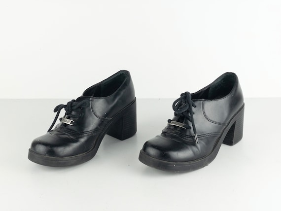 vintage 90s y2k Chunky LOAFER buckle platform heel mary jane's-- women's size 6.5 m