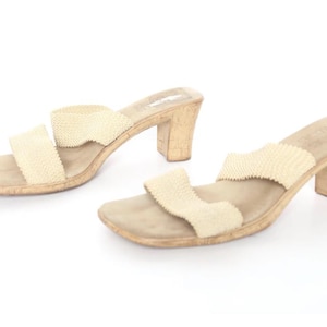 Vintage Sommer PLATFORM Holzabsatz Damen Vintage SANDALEN Pantoletten 1990er Jahre Vintage Schuhe - Damengröße 8 - Versandkostenfrei USA